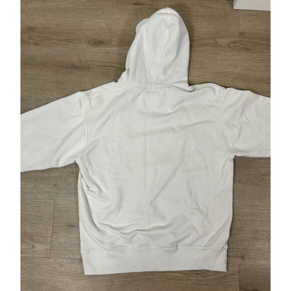 Champion Powerblend Fleece White Grey Chest Logo Pullover Hoodie Size M - Picture 6 of 9